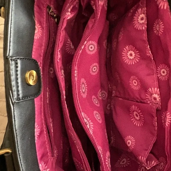 Desigual Embroidered Floral Satchel Tote Bag Black Top Handle Handbag - Picture 8 of 13